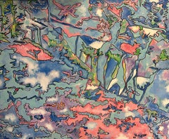Grande peinture abstraite « Happiness » de Beverly Bigwood