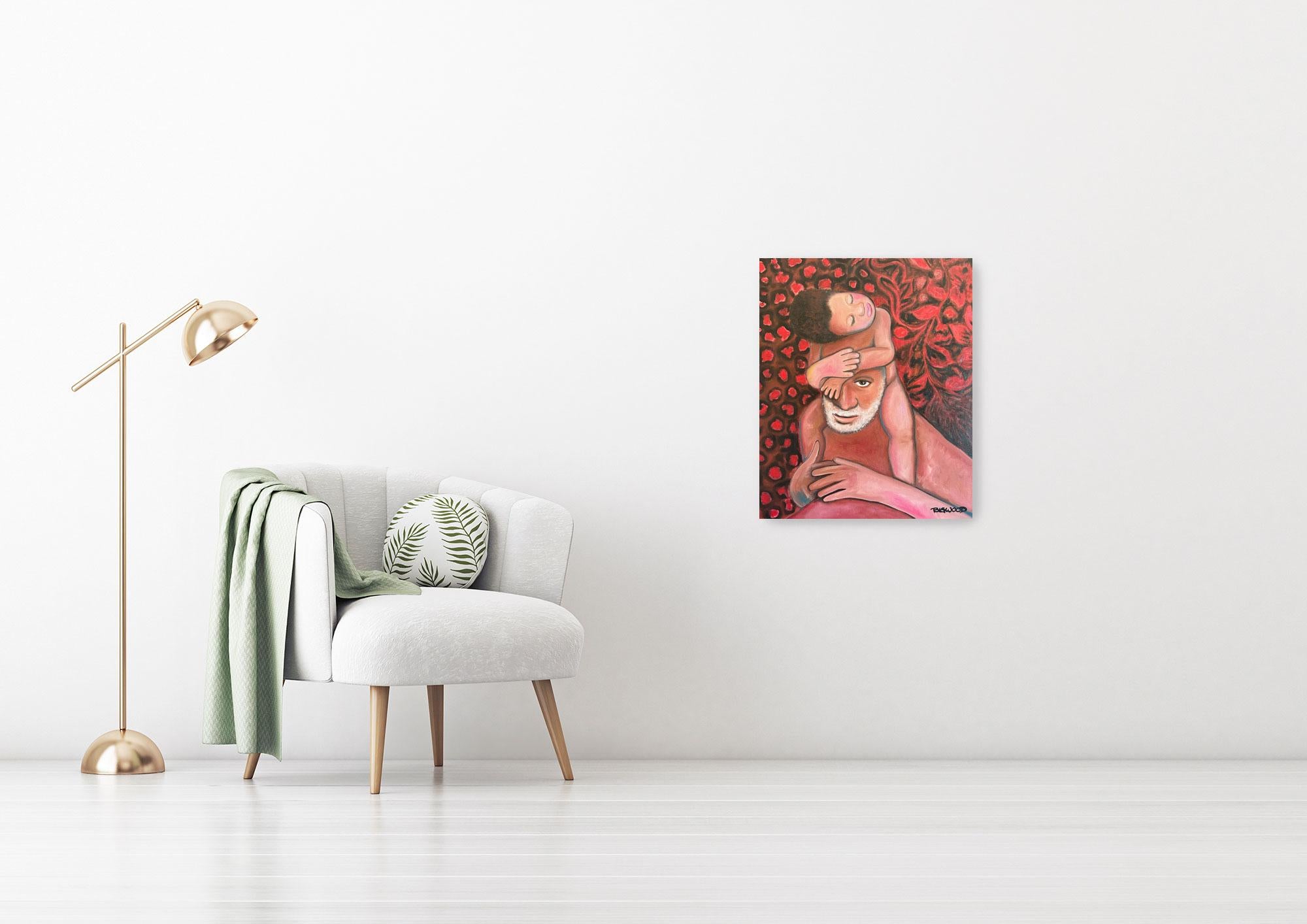 David, el hijo de Jackie Robinson, y su nieta Nubia - pintura al óleo de Beverly - Painting de Beverly Bigwood