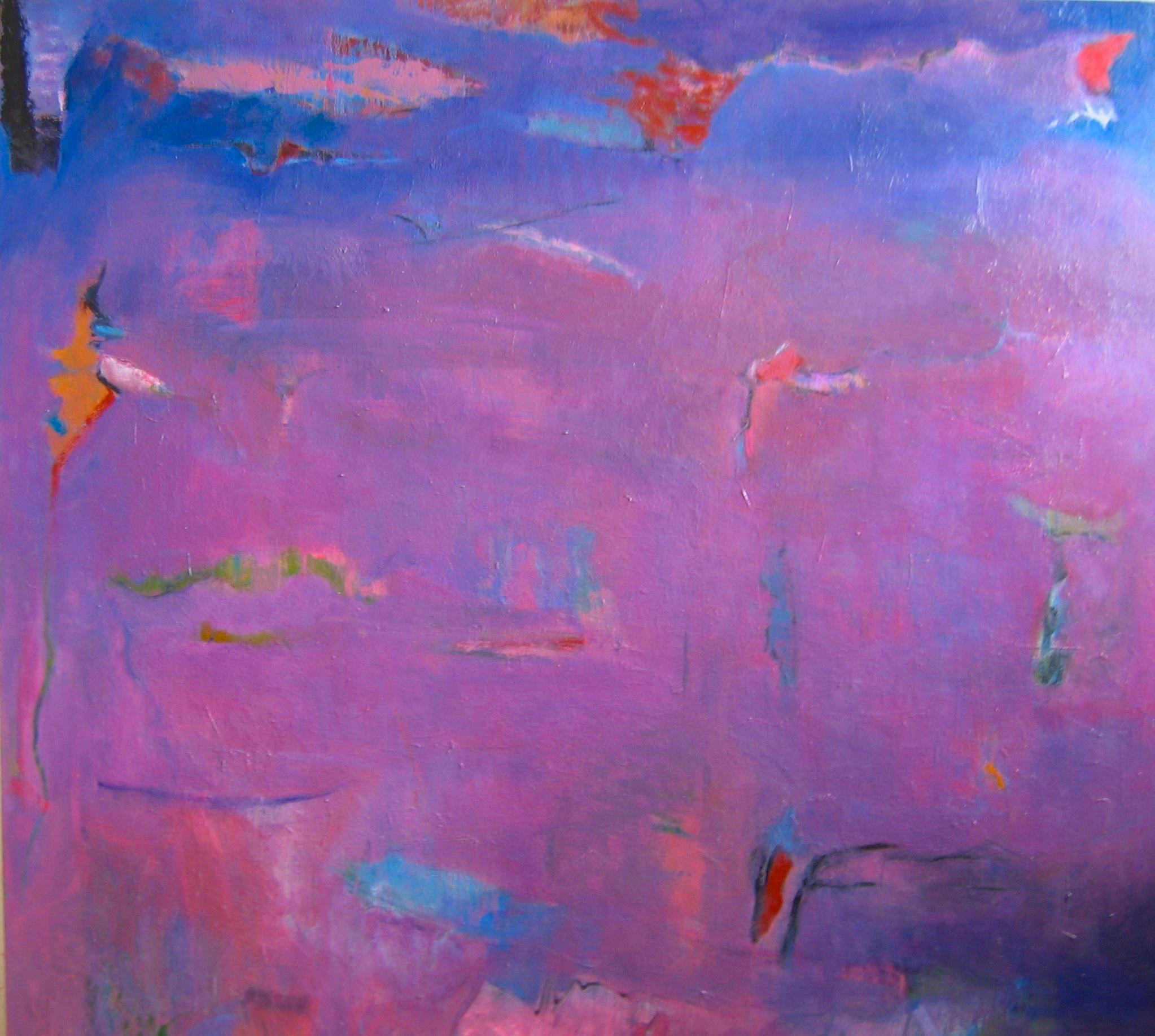 Abstract Painting Beverly Brodsky - Crépuscule au bord de la rivière