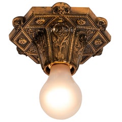 'Beverly Hills' Brass Art Deco Style Wall or Ceiling Light by Joe Rinaudo