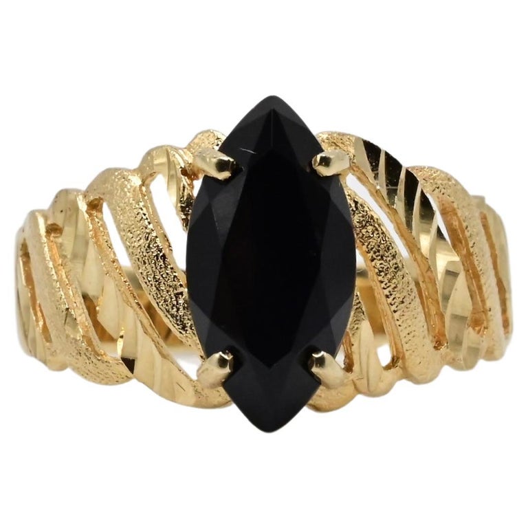 14k Yellow Gold Black Onyx Ring with .01 ct Diamond Accents Y1542AA