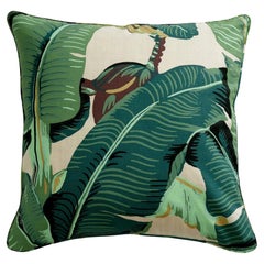 Used Beverly Hills Hotel Martinique Banana Leaf Throw Pillow