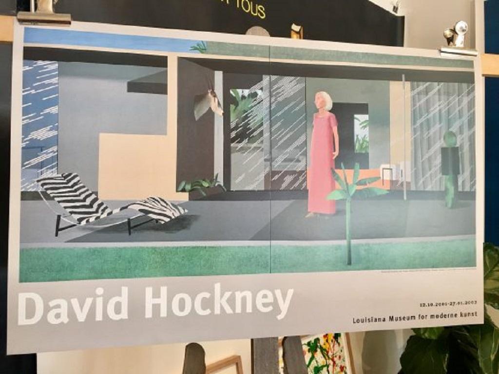 Original David Hockney Ausstellungsplakat für das Louisiana Museum im Jahr 2001, Offsetlithographie.