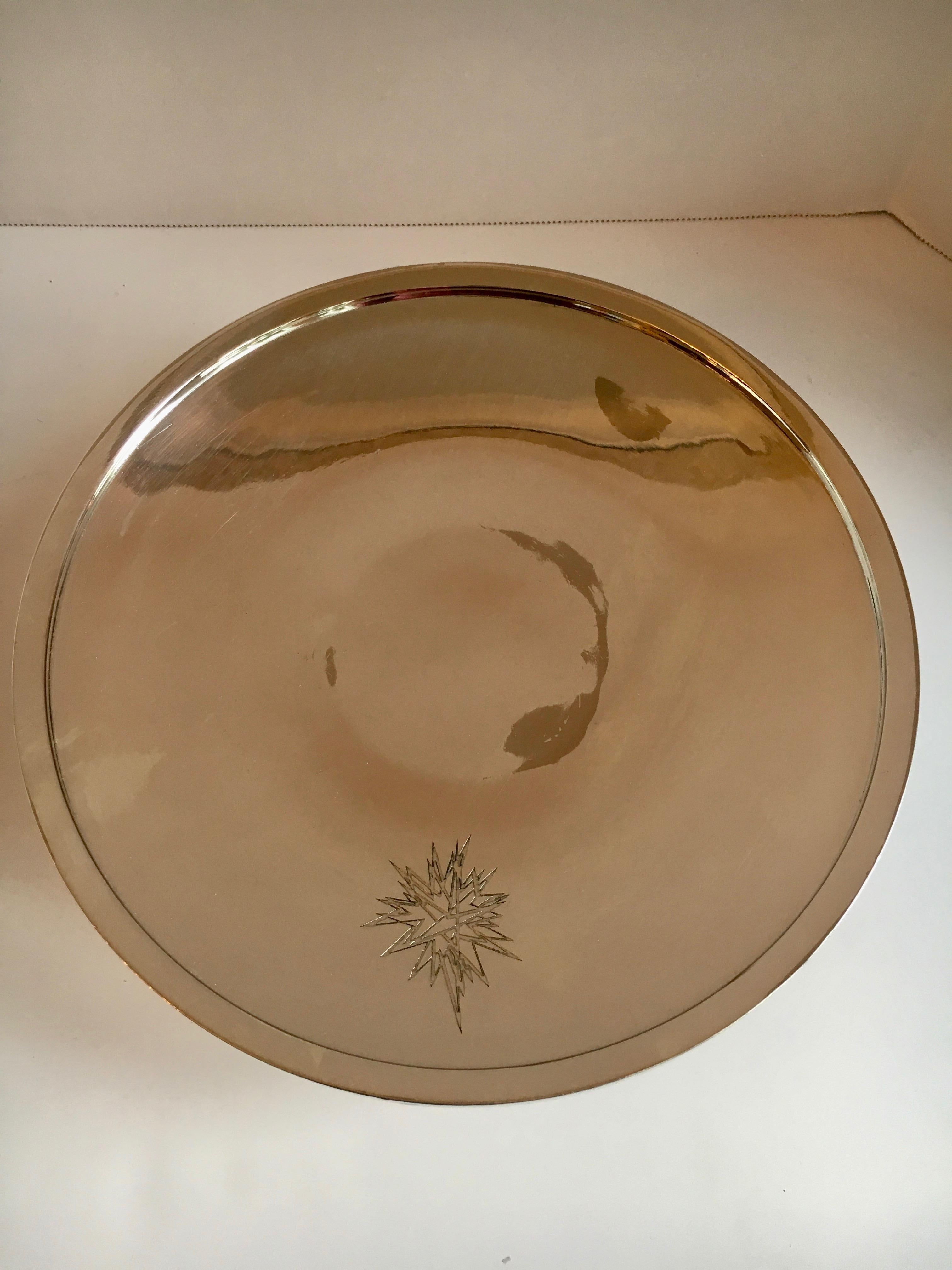Beverly Hilton silver footed cake plate - a lovely and serving piece from the Historic Beverly Hilton Hotel. This silver plate cake plate has been highly polished. There are some imperfections on the platform where silver has been worn. Also atop