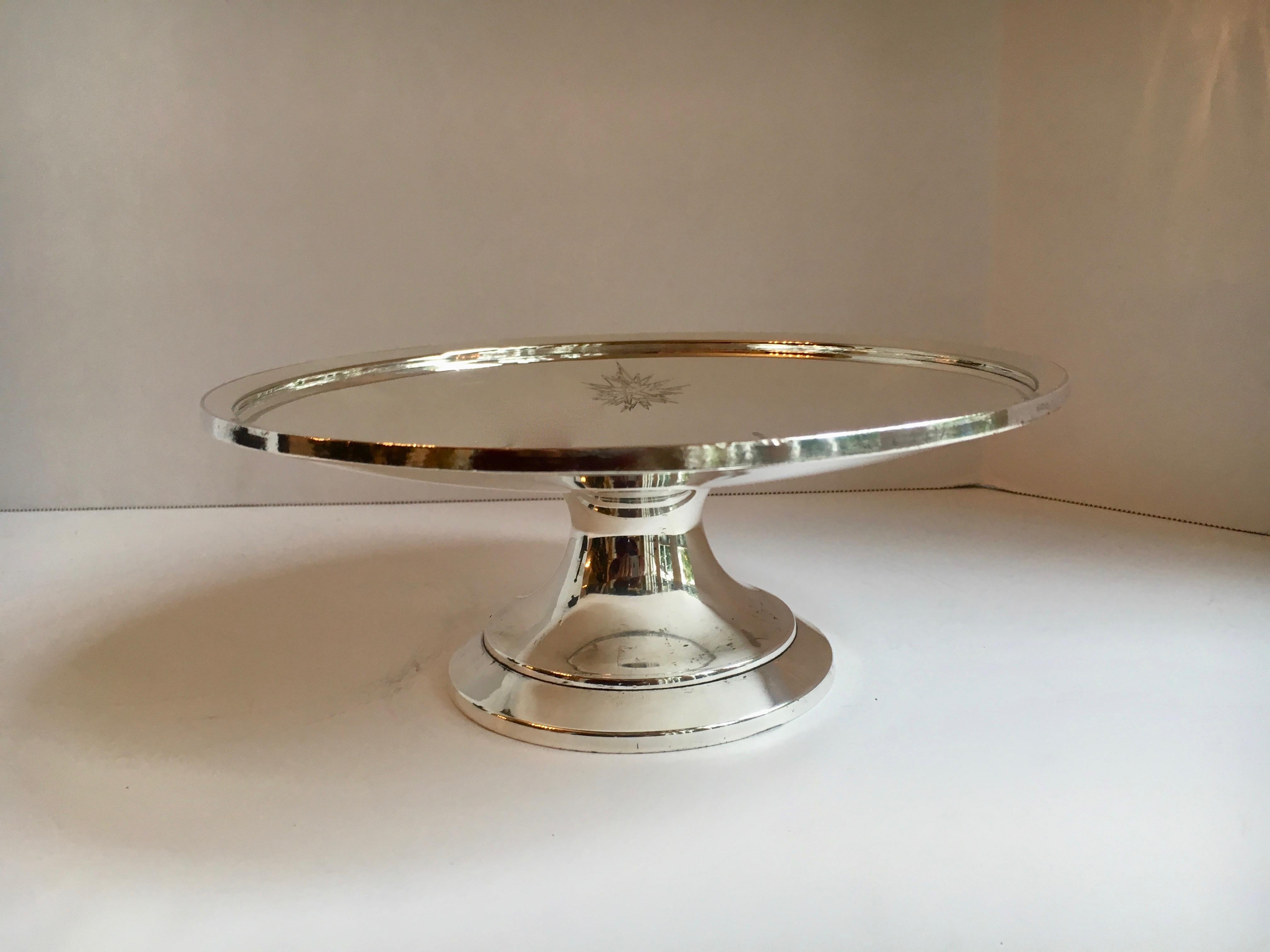 Mid-Century Modern Beverly Hilton Silver Footed Cake Plate