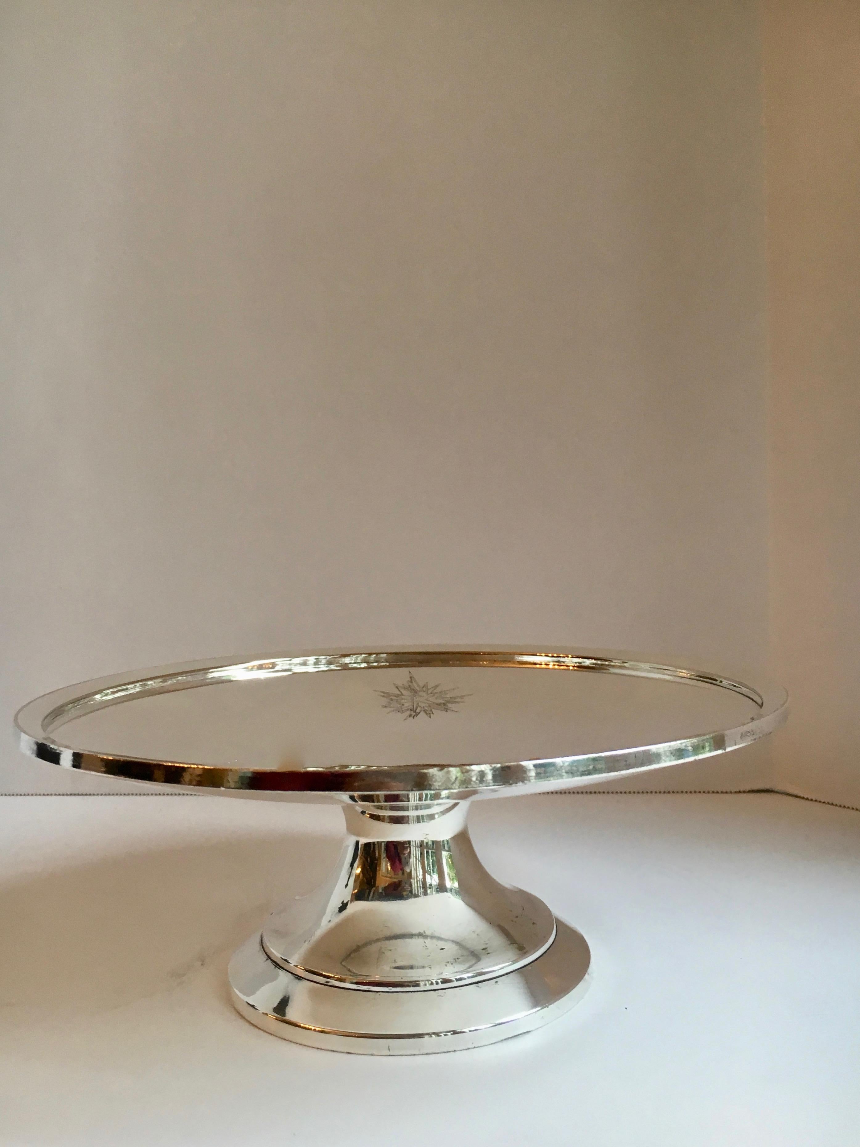 Beverly Hilton Silver Footed Cake Plate In Good Condition In Los Angeles, CA