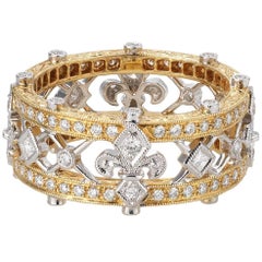 Beverly K Fleur De Lys Gold and Diamond Band