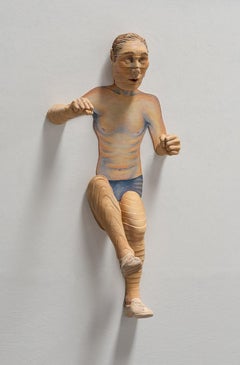 "The Hurdler", Ceramic, Wall Mounting, Sculpture, Mixed Media, Acrylic Paint