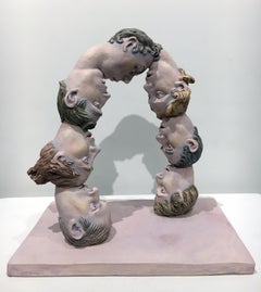 "Topsy Turvy", Contemporary Porcelain Ceramic Sculpture with Paint and Glaze