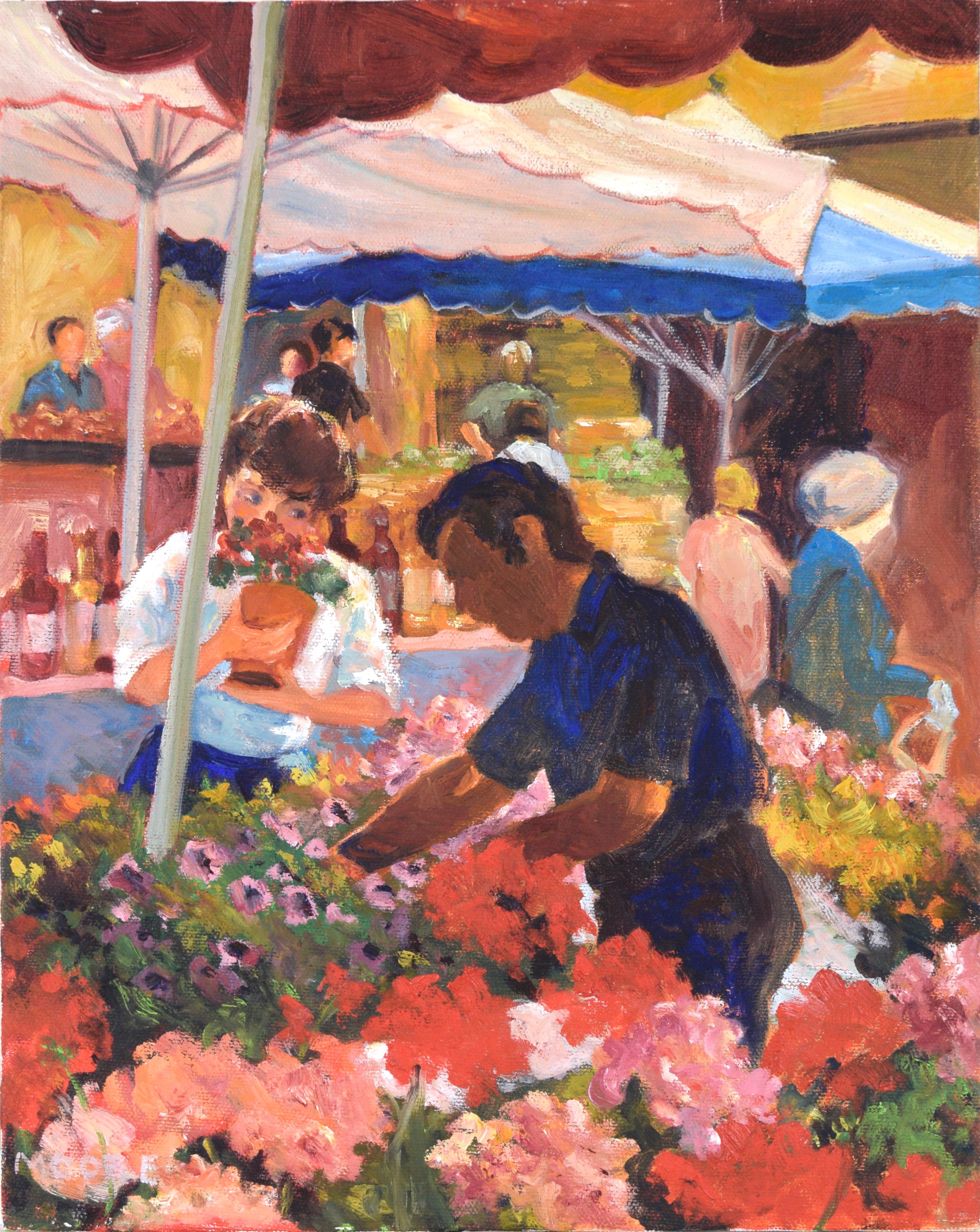 "Al mercato" Scena di primavera vibrante e impressionistica