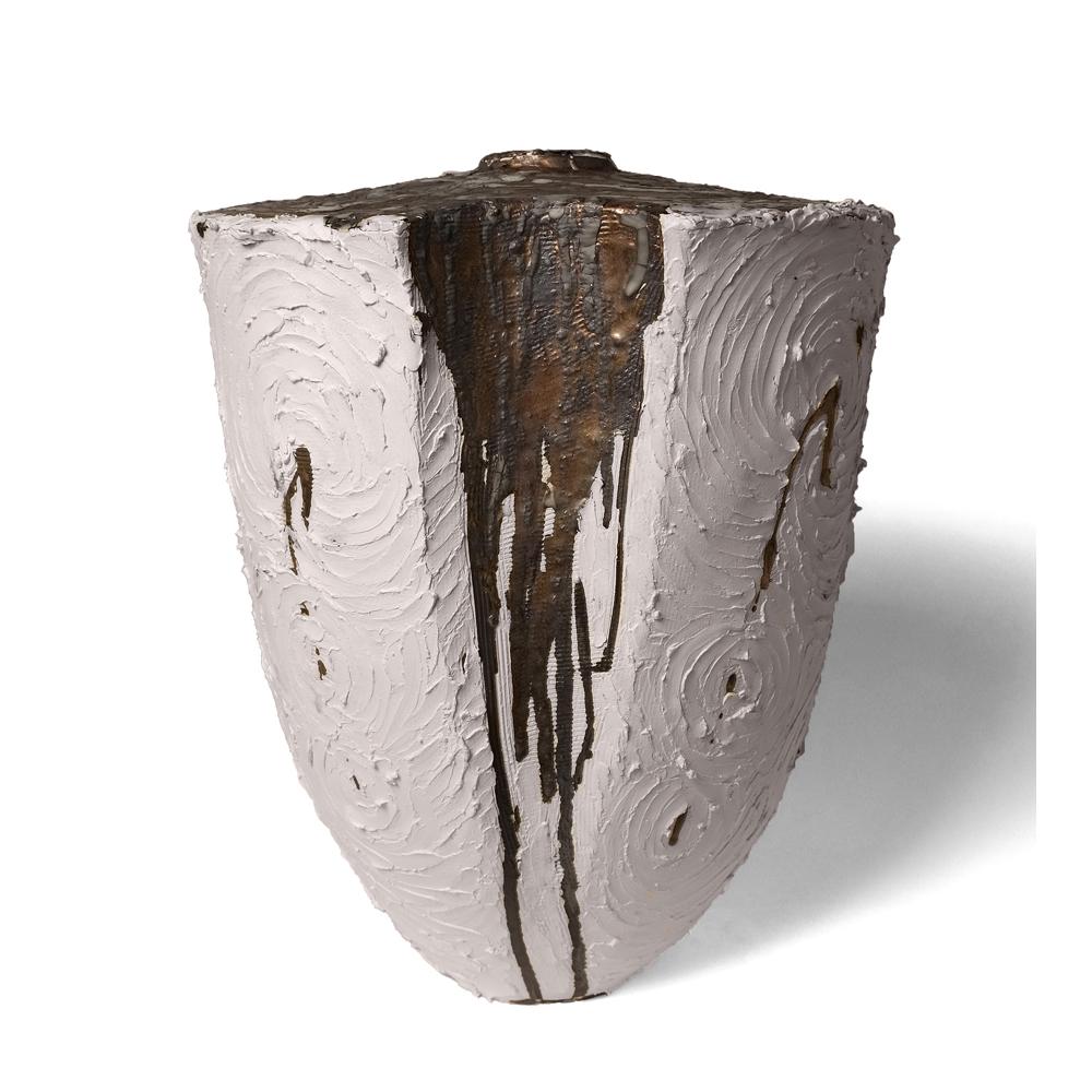 Vessel in White and Gold - No 120, Contemporary Abstract Ceramic Sculpture 1