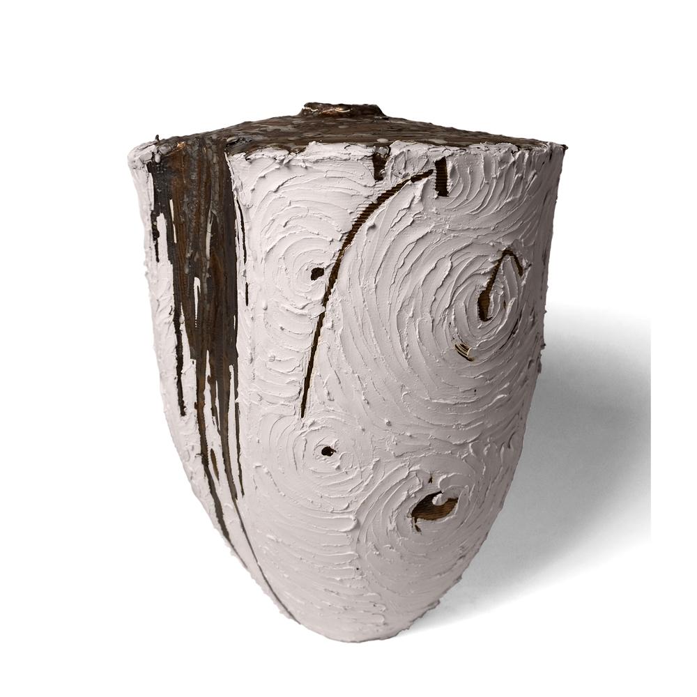 Vessel in White and Gold - No 120, Contemporary Abstract Ceramic Sculpture 2