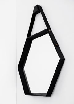 Beverly Oak and Leather Hexagon Mirror by Orange Los Angeles