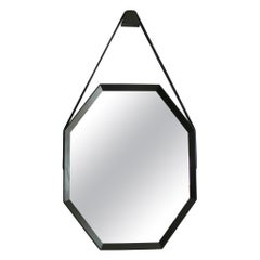 Beverly Oak and Leather Octagon Mirror by Orange Los Angeles