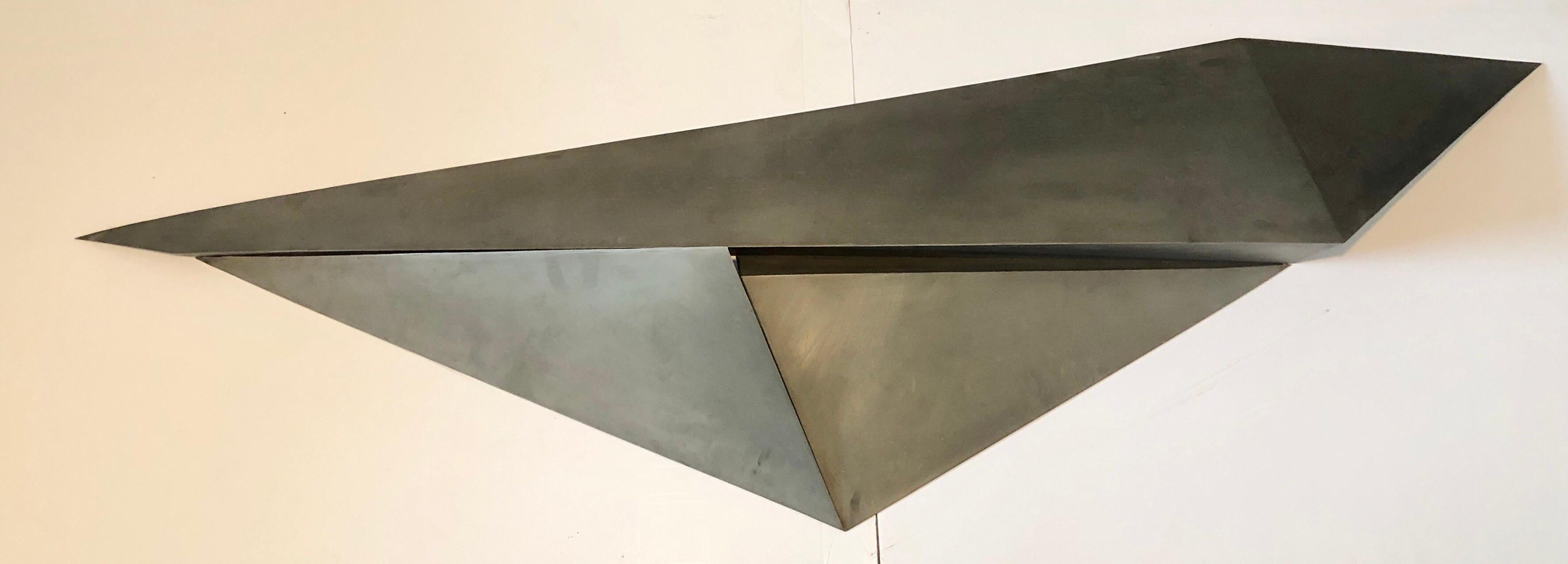 Beverly Pepper Modernist Steel Wall Sculpture Abstract Welded Geometric Origami 9