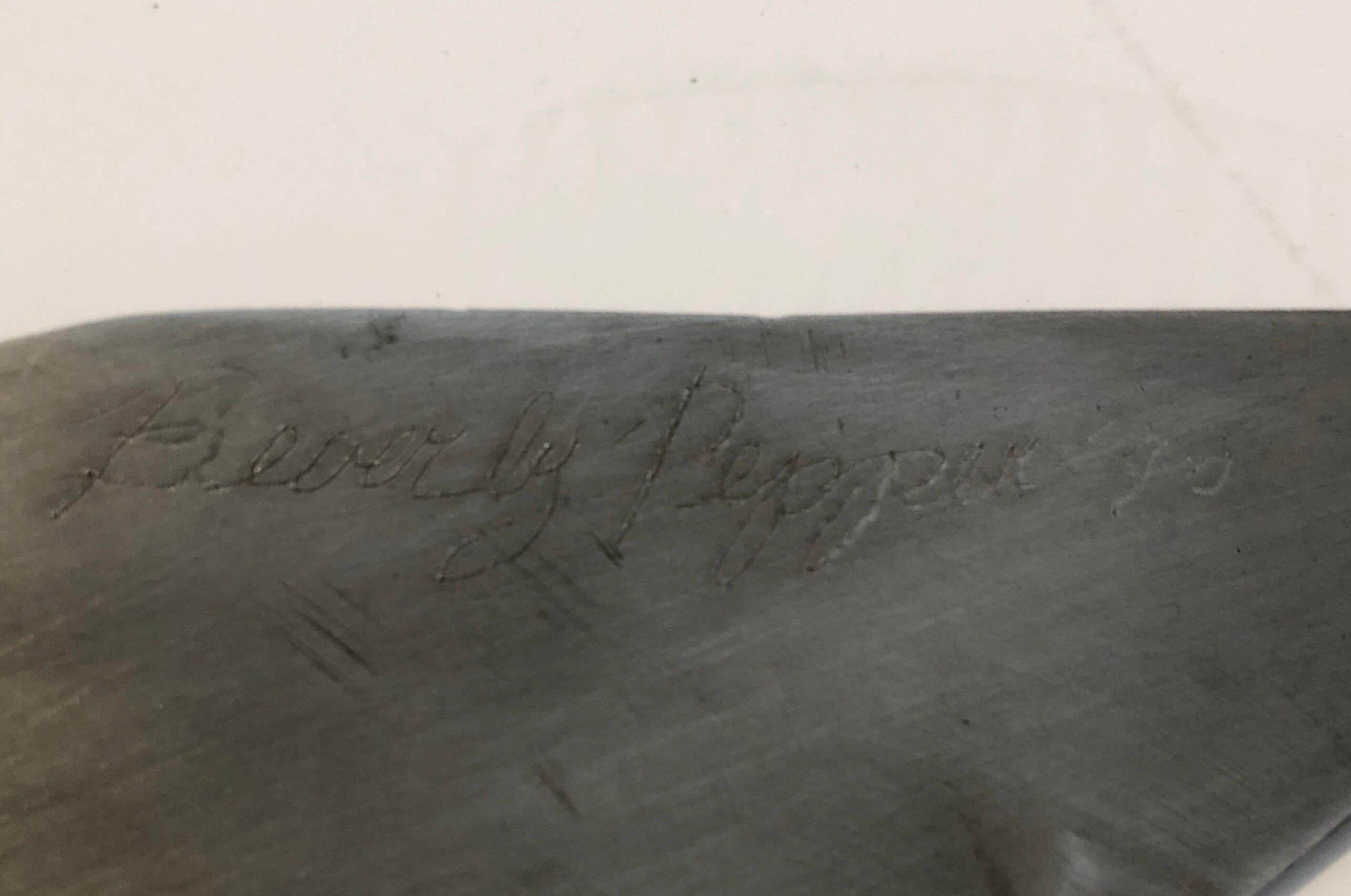 Beverly Stoll Pepper (American, b. 1924 ) 
Incised signature, date, and inscription 