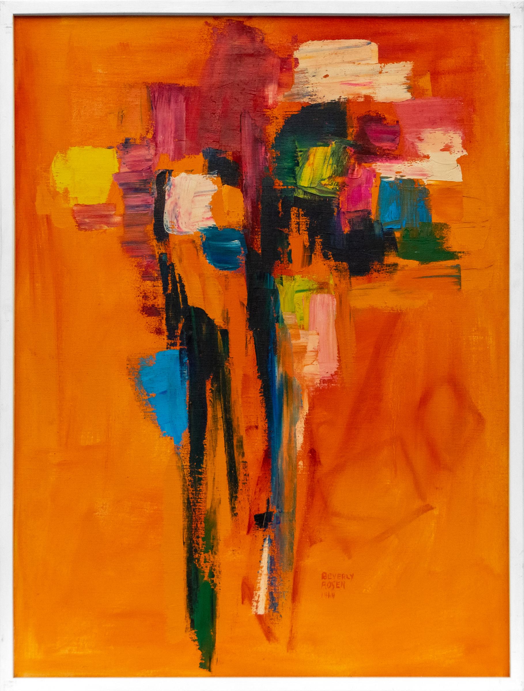 Beverly Rosen 1964 Vintage Abstract Expressionist Oil Painting “Change World” For Sale 1