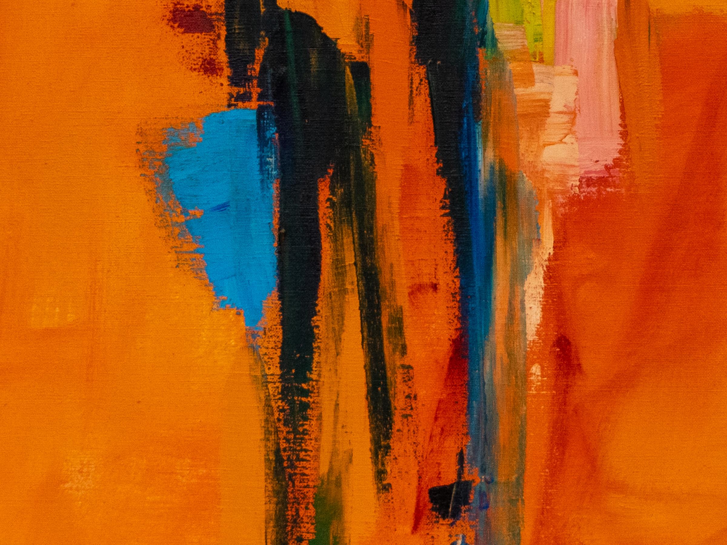 Beverly Rosen 1964 Vintage Abstract Expressionist Oil Painting “Change World” For Sale 3