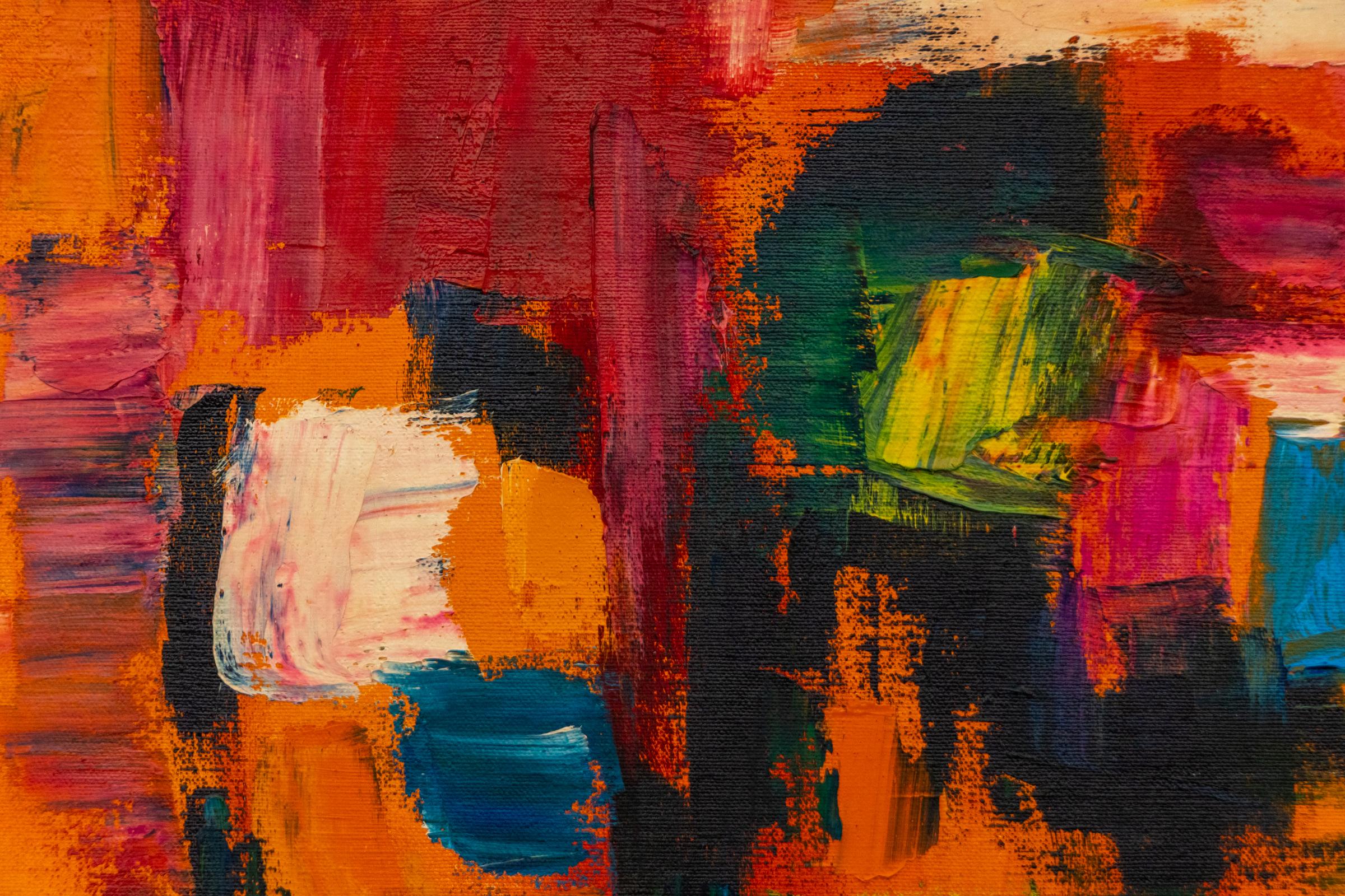 Beverly Rosen 1964 Vintage Abstract Expressionist Oil Painting “Change World” For Sale 4