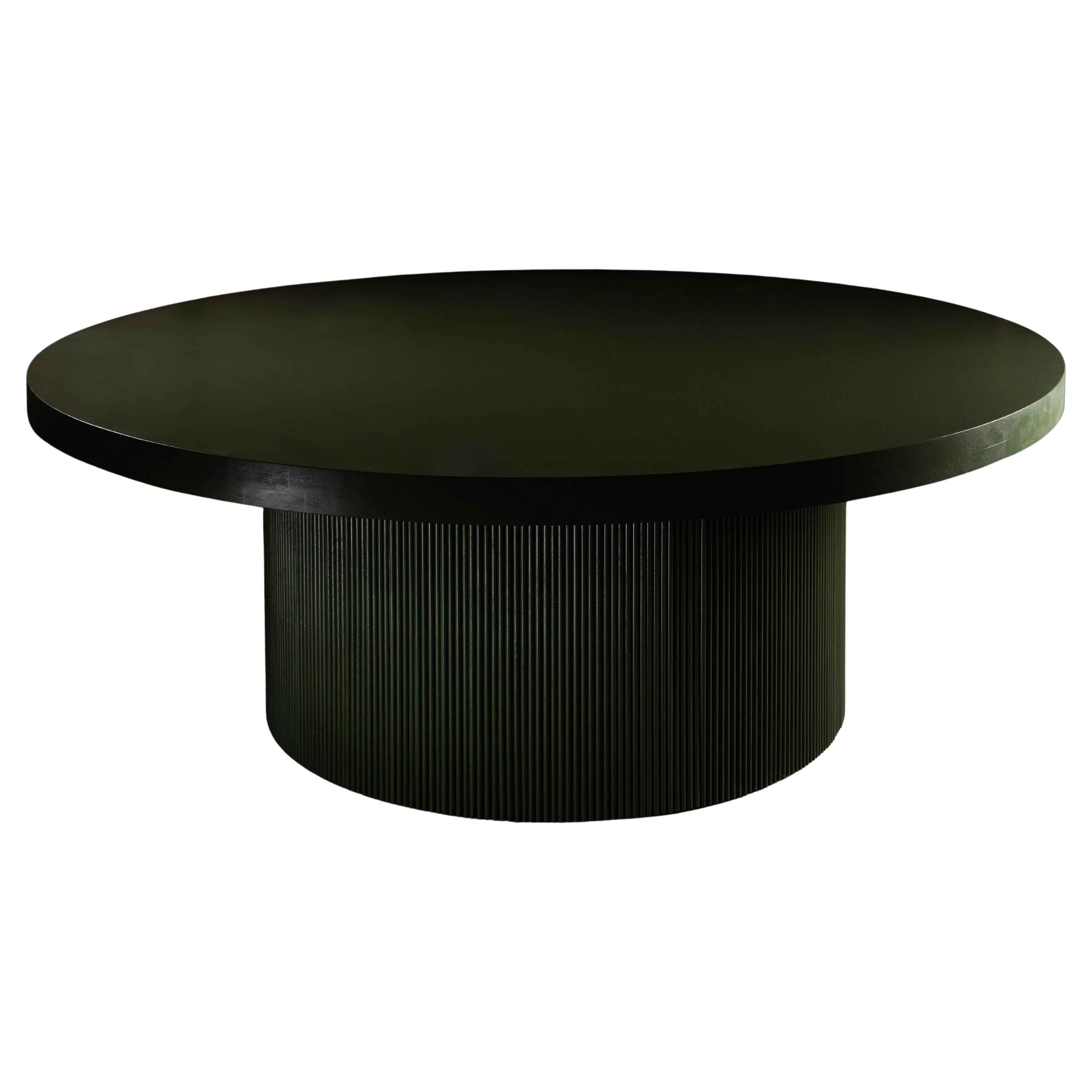 Beverly Round Dining Table in Solid Oak with Round Fluted Base by No Age Studio