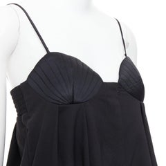 BEVZA black 100% wool Seashell bust wide leg overall jumpsuit XS