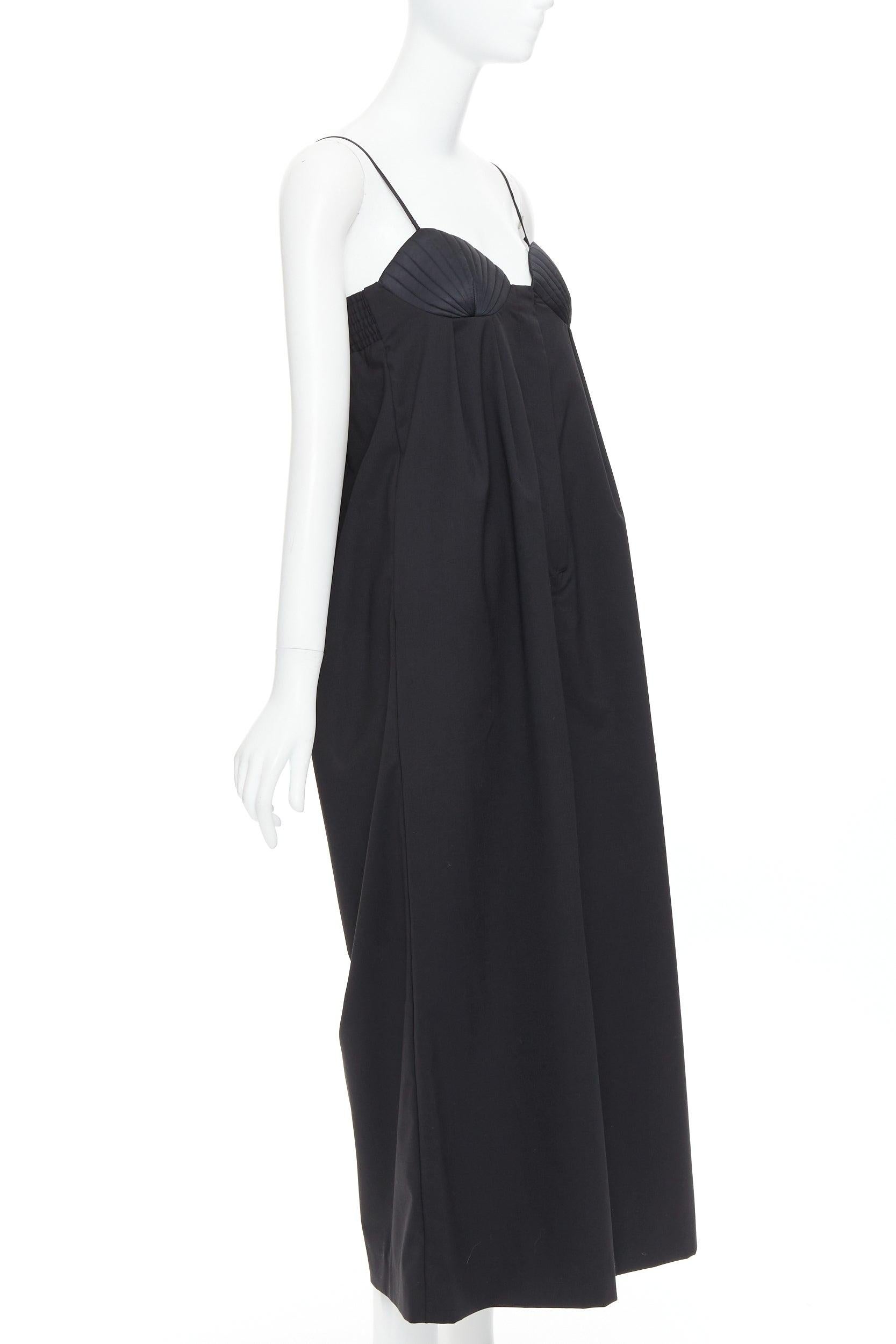 Black BEVZA black 100% wool Seashell bust wide leg overall jumpsuit XS For Sale