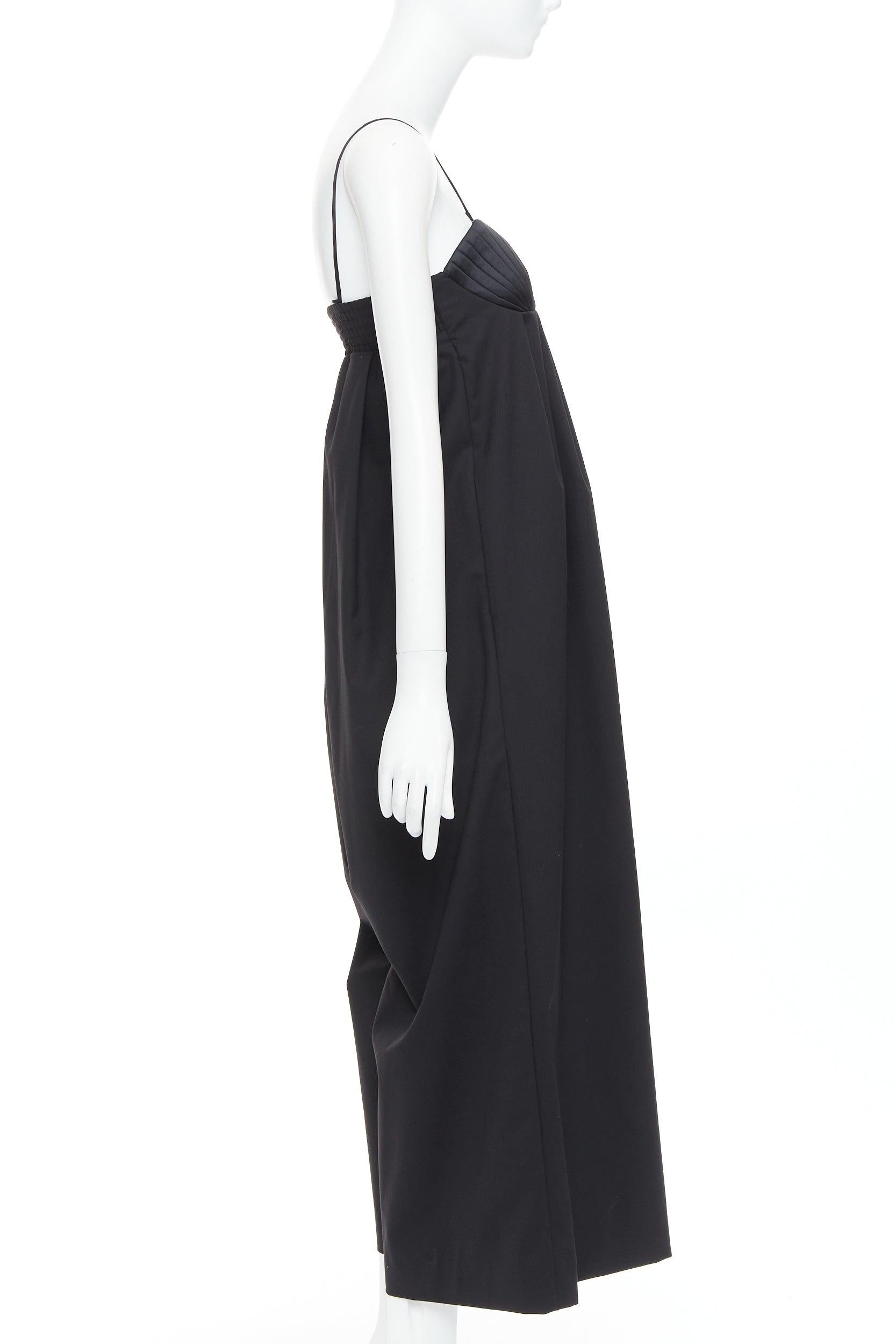 BEVZA black 100% wool Seashell bust wide leg overall jumpsuit XS In Excellent Condition For Sale In Hong Kong, NT