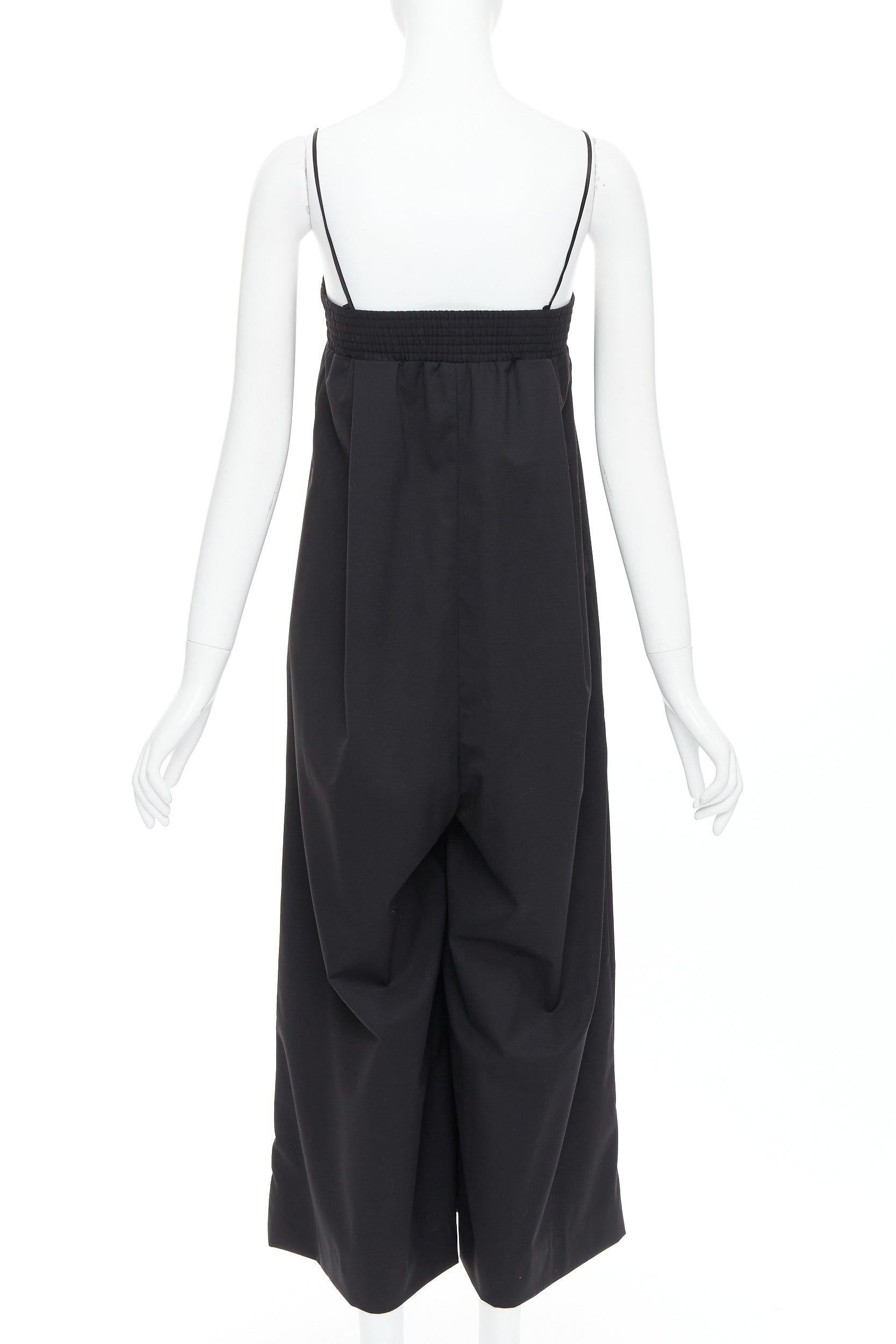 Women's BEVZA black 100% wool Seashell bust wide leg overall jumpsuit XS For Sale