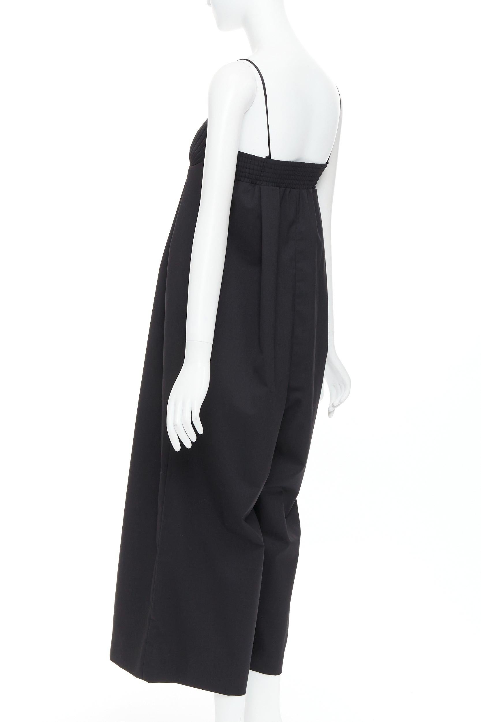 BEVZA black 100% wool Seashell bust wide leg overall jumpsuit XS For Sale 1