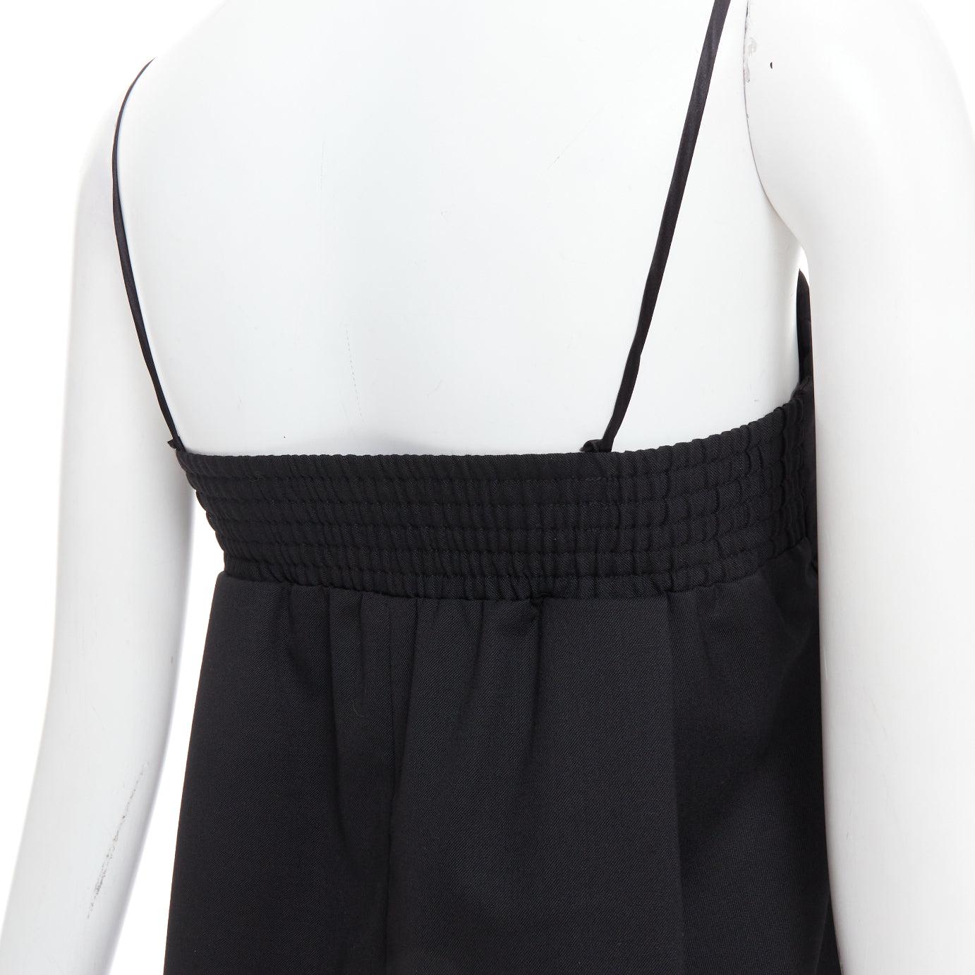 BEVZA black 100% wool Seashell bust wide leg overall jumpsuit XS For Sale 2