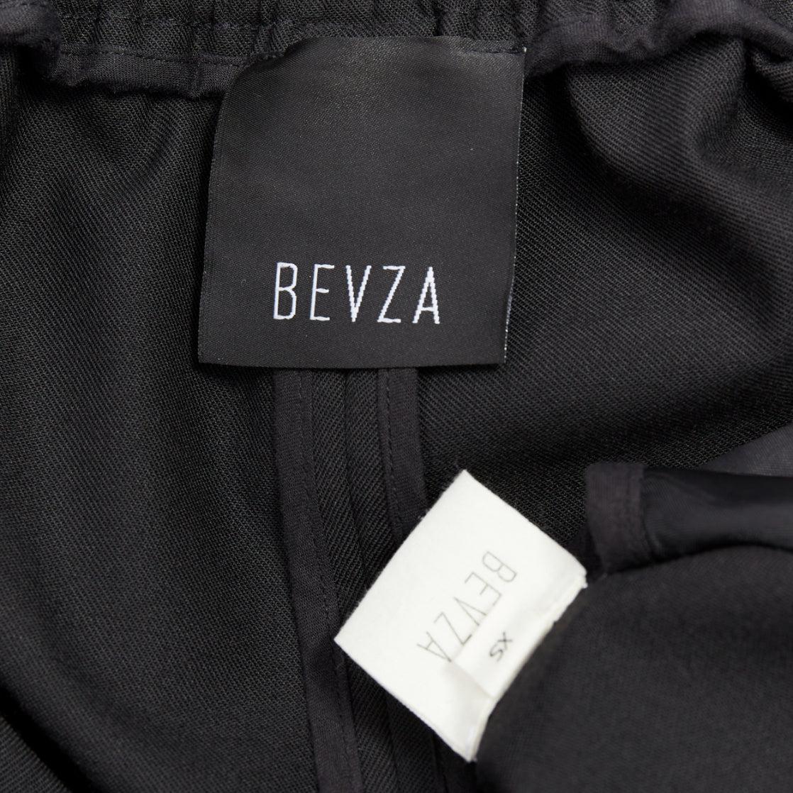 BEVZA black 100% wool Seashell bust wide leg overall jumpsuit XS For Sale 3