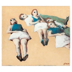 "Beware..." Bathing Beauties Oil on Canvas, Original by Arkadi Ostromuchov