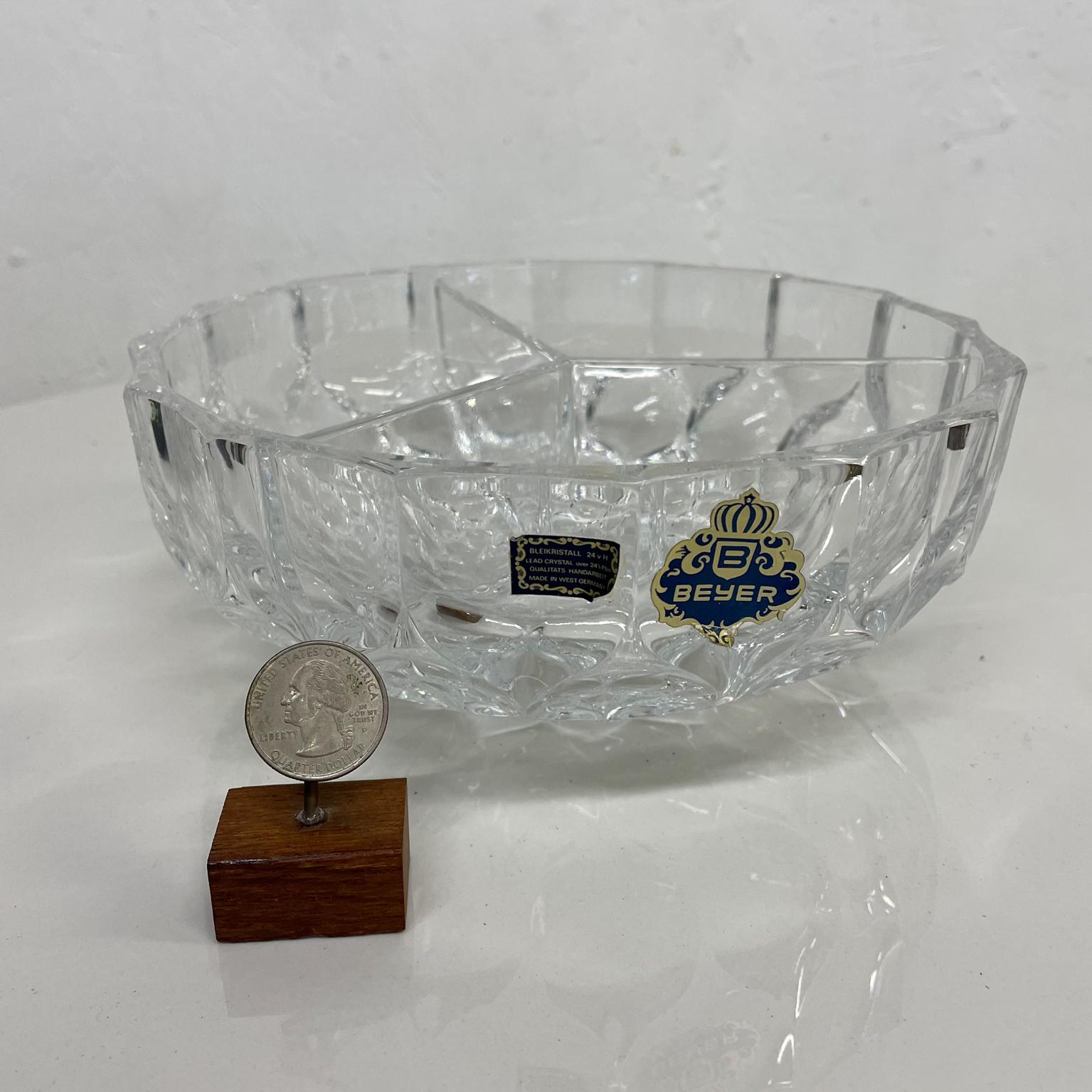 Beyer Bleikristall Crystal Bowl Sectioned Serving Dish West Germany, 1950s 3