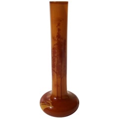 Art Nouveau Bohemian Beyermann Landscape Glass Vase c1910