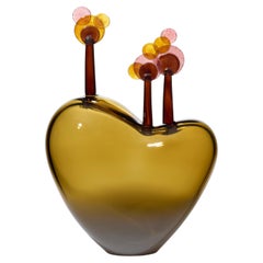 Beyond the Horizon I, tobacco & pink handblown glass sculpture by Louis Thompson