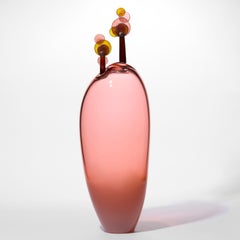 Beyond the Horizon III, pink & amber handblown glass sculpture by Louis Thompson