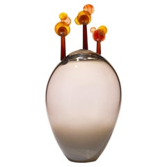 Beyond the Horizon V, orange & brown handblown glass sculpture by Louis Thompson