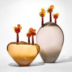 Beyond the Horizon VI, an orange & amber blown glass sculpture by Louis Thompson