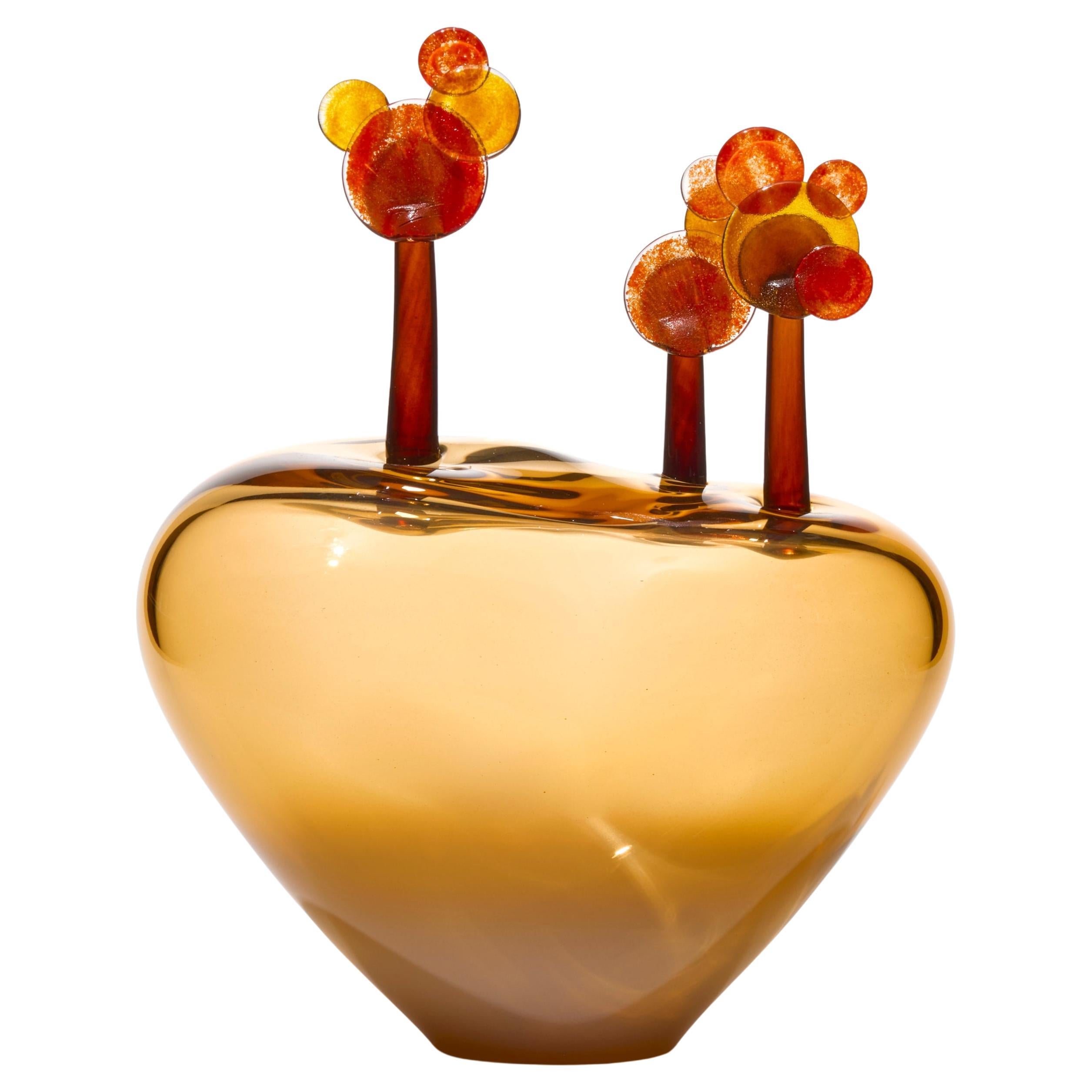 Beyond the Horizon VI, an orange & amber blown glass sculpture by Louis Thompson