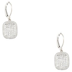 Bez Ambar 1.33 Carat Square Mosaic Diamond Drop Earrings 18 Karat In Stock
