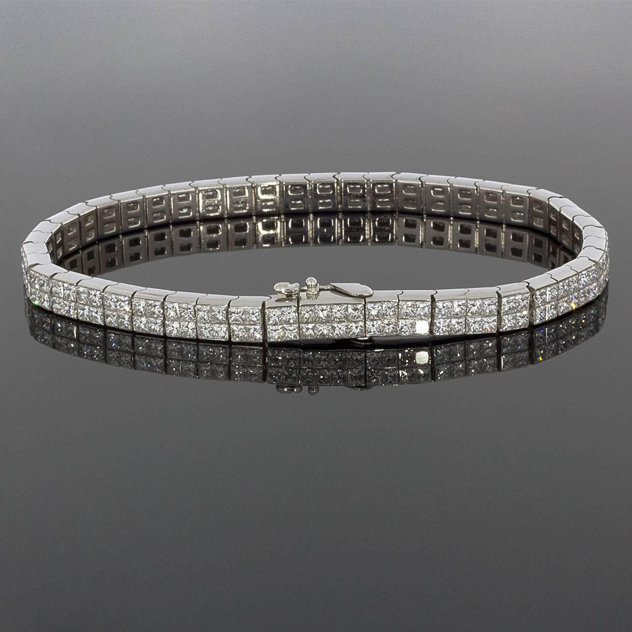 Women's Bez Ambar Quadrillion Cut White Gold 11.88 Carat Diamond Bracelet