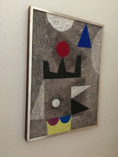 Jerusalem Abstract Modernist Israeli Landscape Oil Painting Bezalel School