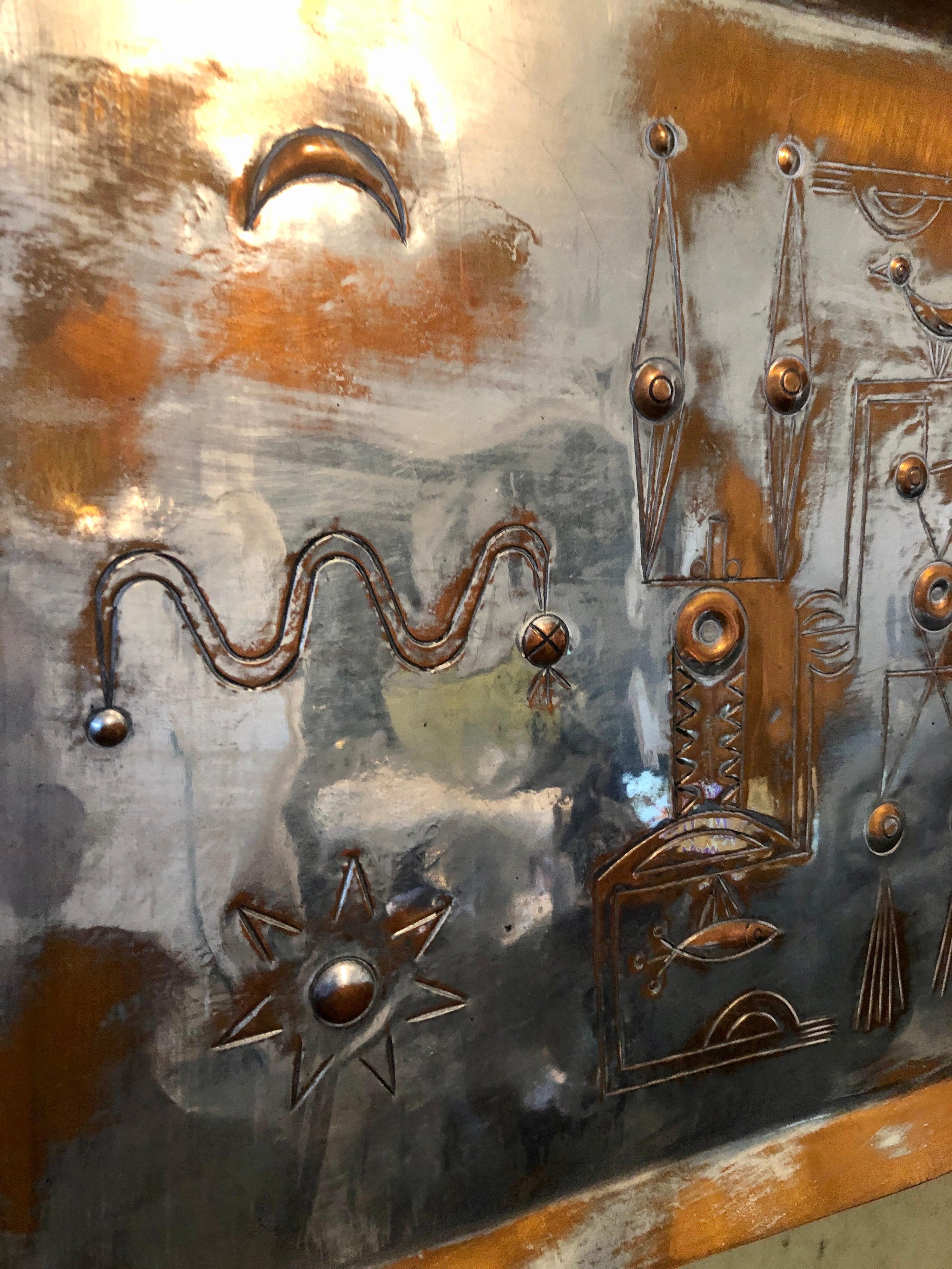 Israeli Modernist Arts & Crafts Copper Handmade Tray Bezalel Schatz Yaad Studio 5