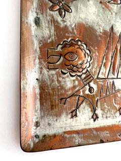 Israeli Modernist Arts & Crafts Copper Lion Plaque Bezalel Schatz Yaad Studio