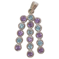 Bezel 1.35ct Topaz
1.45ct Amethyst Dangling Sterling Silver Pendant