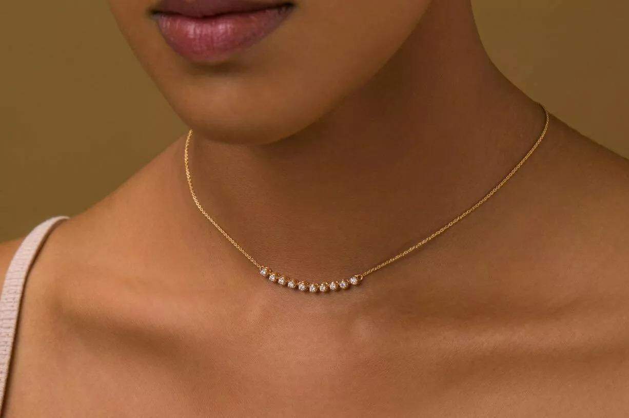 Bezel Necklace 14k Solid Gold Genuine Diamond Bar Necklace Birthday Gift For Her
Light weight can be worn everyday

Additional information:
Condition: New with tags: A brand-new, unused, and unworn item (including handmade items) in the original