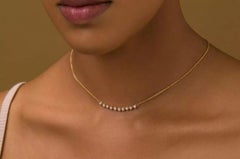 Bezel 14k Solid Gold Genuine Diamond Bar Necklace