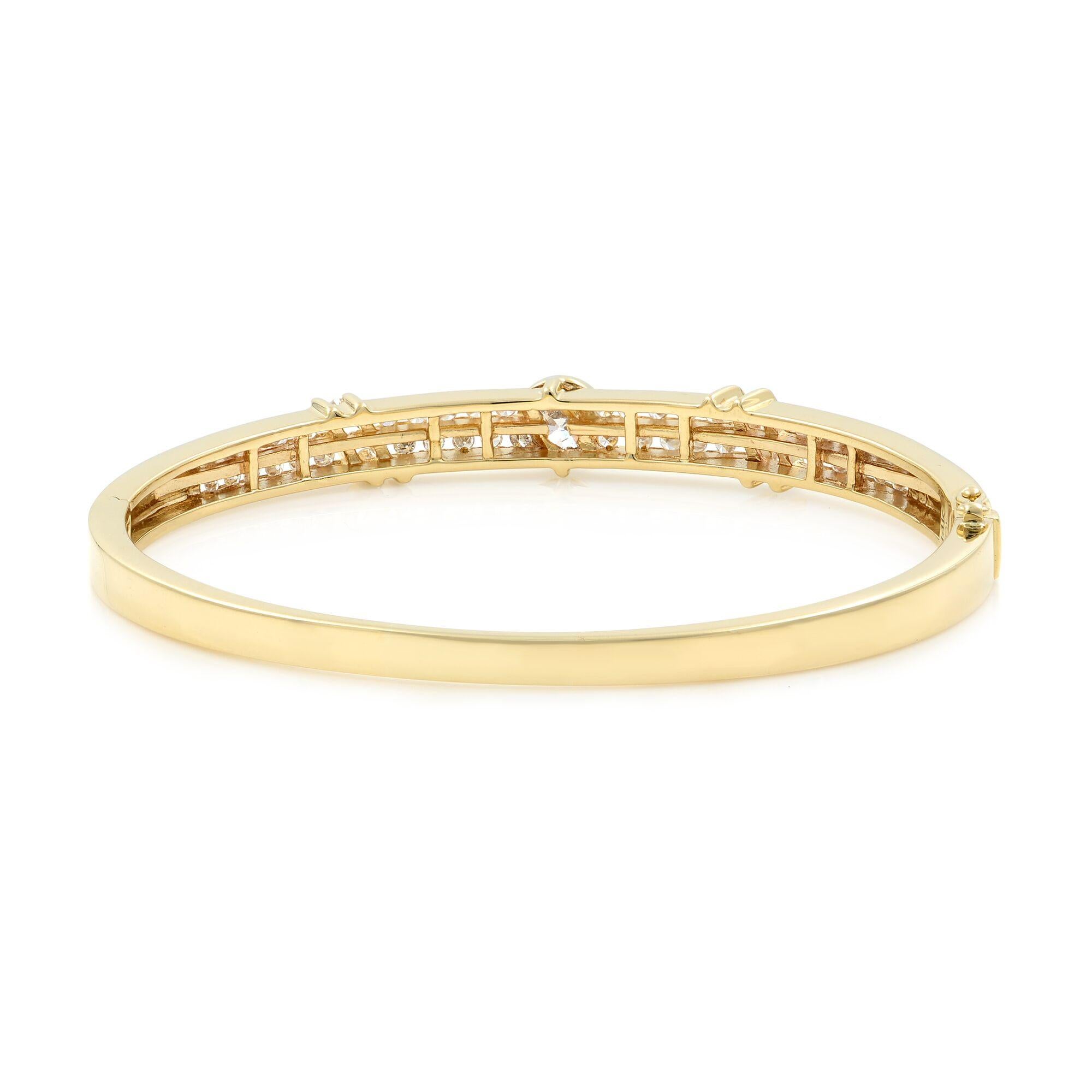 Bracelet pour femme en or jaune 14K avec diamants sertis dans la lunette et les canaux 1.95Cttw Neuf - En vente à New York, NY