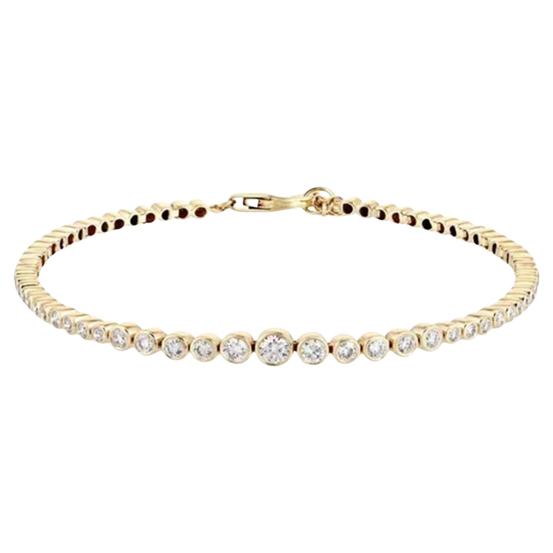 Bezel Bloom 14K (or 18k upon request) Gold Graduated Diamond Line Bracelet
