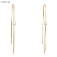 Bezel Diamond 14K (or 18k upon request) Yellow Gold Threader Earrings